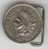 USA One Cent Indian Head Coin Belt Buckle