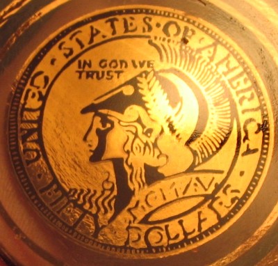USA $50 Gold Coin Glass Dish